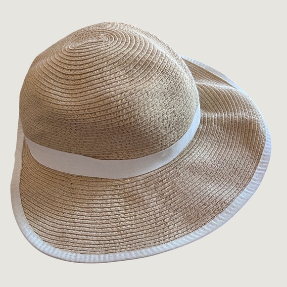 Panama Jack Accessories - Panama Jack Wide Brim Floppy Hat Straw One Size Tan White Coastal Beach Core